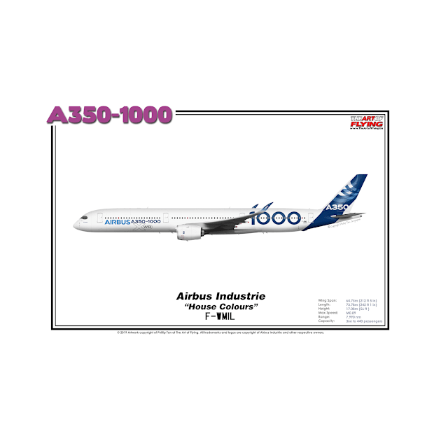 Airbus A350-1000 - Airbus Industrie "House Colours" (Art Print) by TheArtofFlying