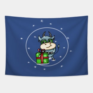 Christmas colored funny bulls Tapestry