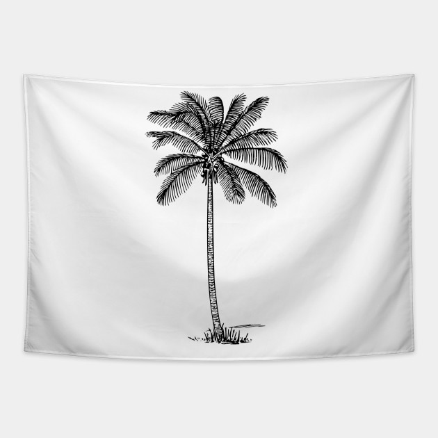 Black and white palm tree tapestry on sale