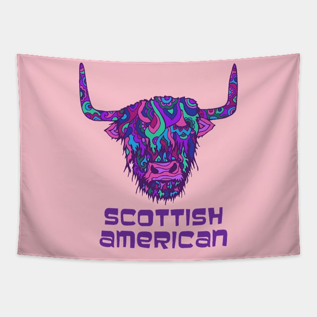 Scottish American Highland Cow Tapestry by TimeTravellers