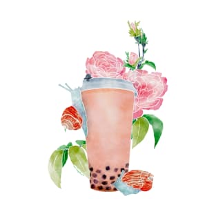 Slow Boba Milk Tea Modern Watercolor T-Shirt