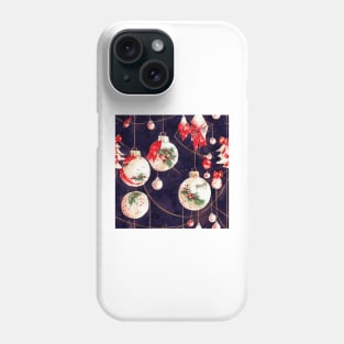 Watercolor Christmas Tree with Ball Ornaments Phone Case