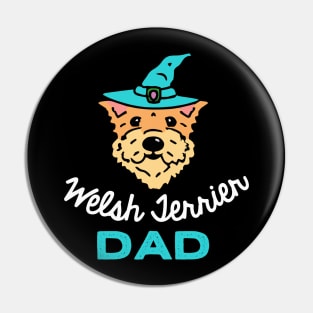 Welsh Terrier Dad Wizard Dog Owner Retro Dog Father Pin