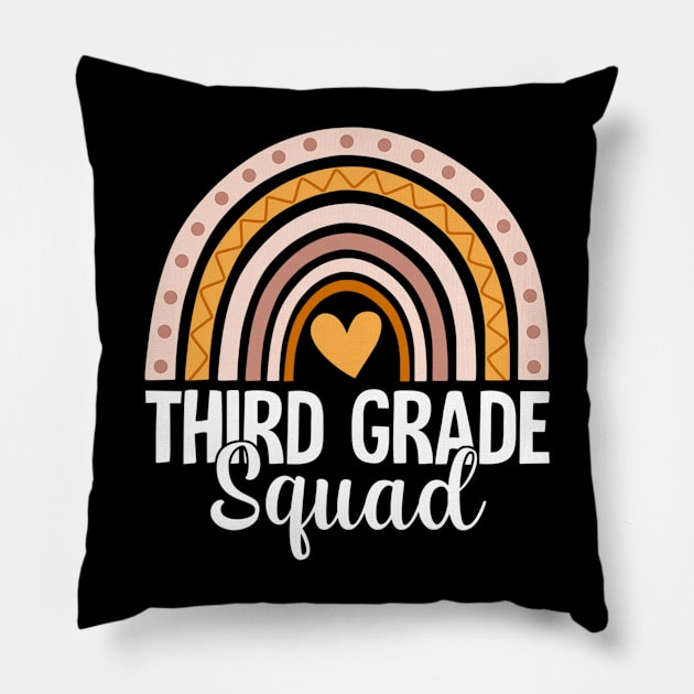 Rainbow Third Grade Back To School Team 3rd Grade Squad Pillow by fatmehedo8