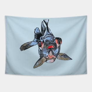 Cartoon Style Blackmoor Goldfish With Gaping Mouth Tapestry