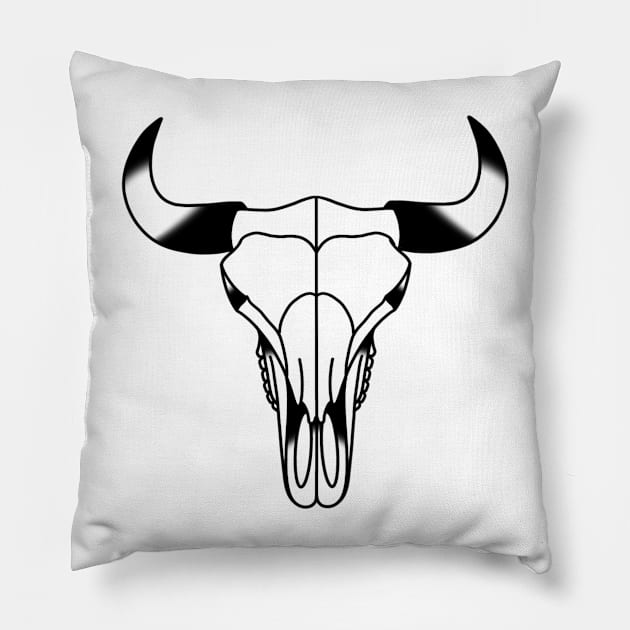 Buffalo Skull Pillow by drawingsbydarcy