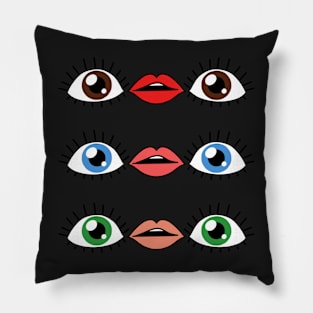 Eye Mouth Eye Emoji set Pillow