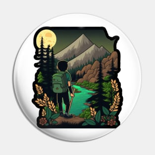 Hiking Cartoon Design - Buy and Plant a Tree Pin