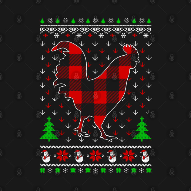 Discover Holiday Chicken Buffalo Plaid Ugly Christmas Sweat Happy Holidays - Chicken Christmas - T-Shirt