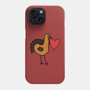 Thanksgiving Turkey With Red Heart Valentine on Valentines Day Phone Case