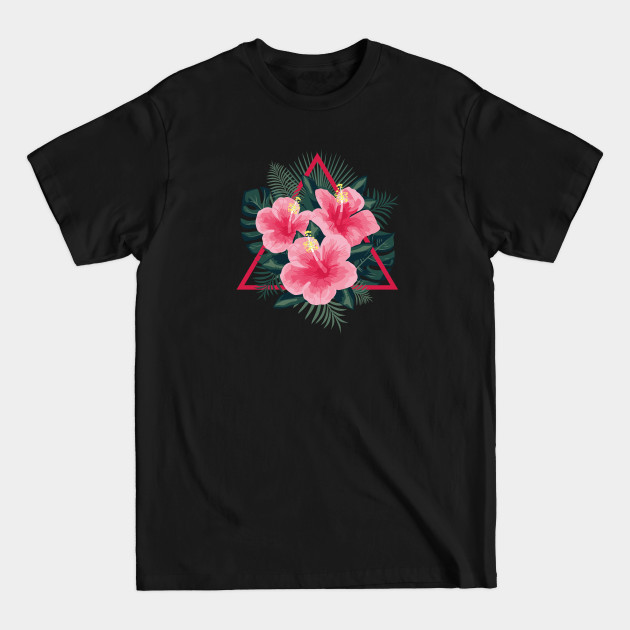 Disover Tropical Flowers. Pink Hibiscus - Flowers - T-Shirt