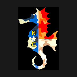 Camo NC Flag seahorse T-Shirt