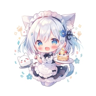 Chibi cute cat girl maid T-Shirt