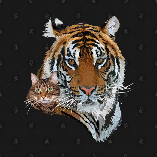 Bengal tiger and cat by obscurite