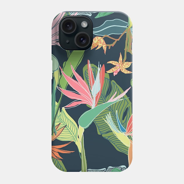 Tropical Bird of Paradise Phone Case by Limezinnias Design