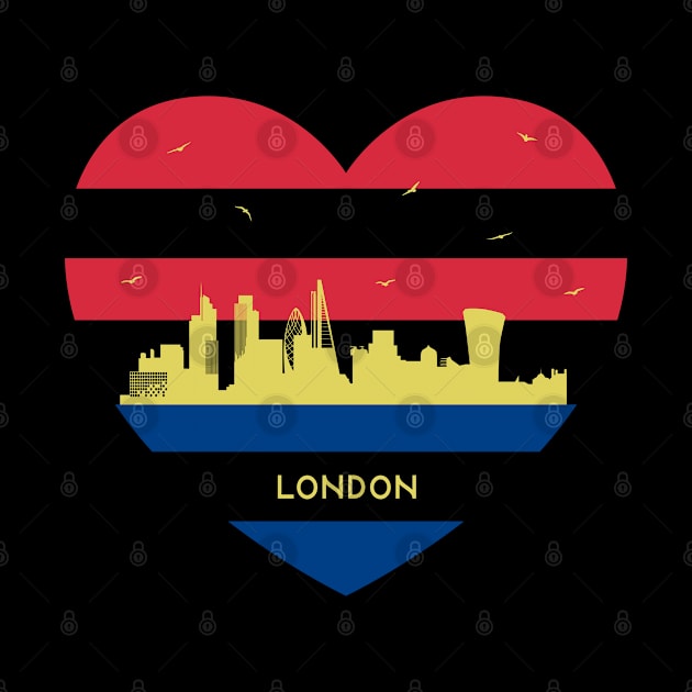 England Skyline cityscape Heart Shape Birds Flying London by Msafi