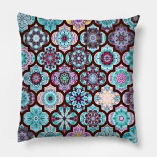 Moroccan Tile Pattern Teal Pillow