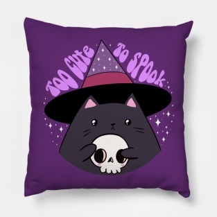 Too cute to spook a cute halloween black cat Pillow