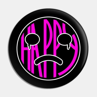 Happy fake crying purple t-shirt Pin