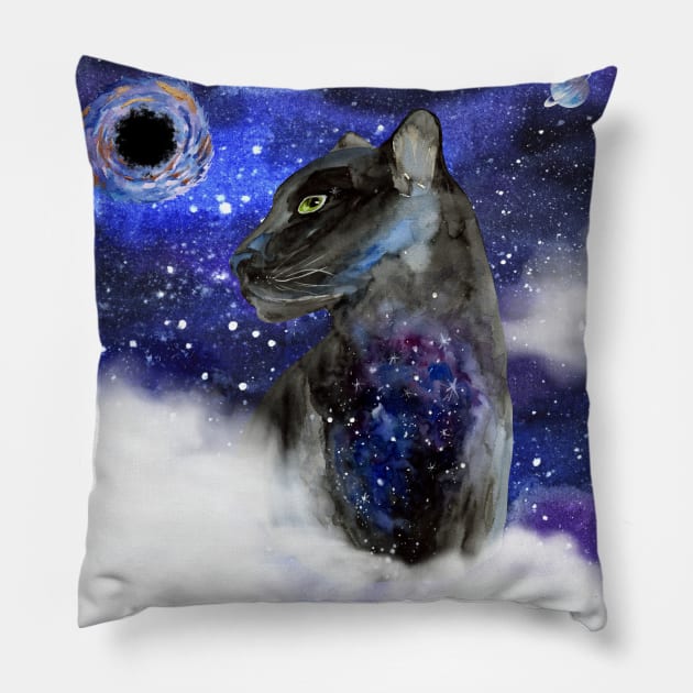 Galaxy Black Panther Pillow by LylaLace Studio