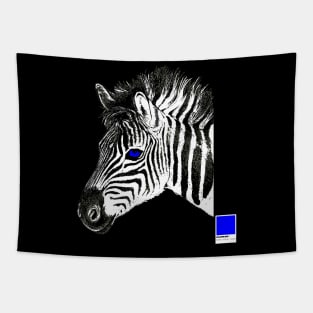 ZEBRA BLUE - white full  by COLORBLIND WorldView Tapestry