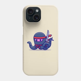 Cute Octopus Ninja Holding Sword Cartoon Phone Case