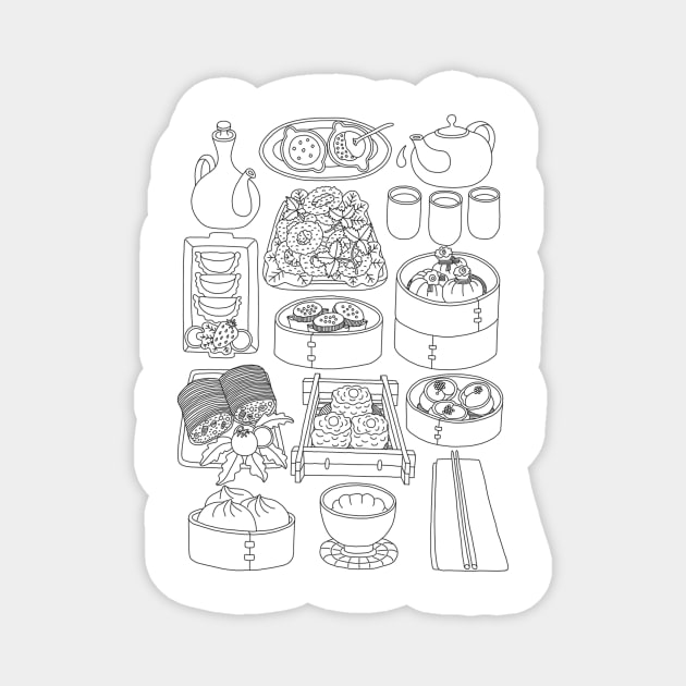 Dim Sum Line Art Magnet by lamaisondulapino