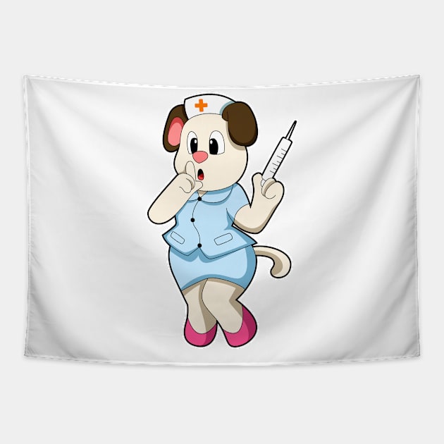 Dog as Nurse with Syringe Tapestry by Markus Schnabel