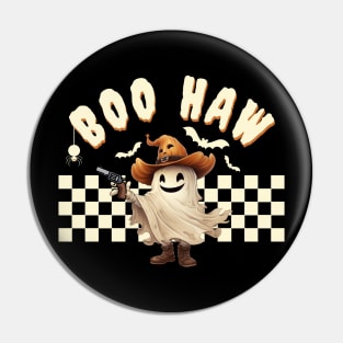 Boo Haw Ghost Halloween Pumpkin Hat Western Pin