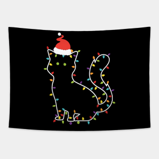 Christmas Cat Made of Lights Tapestry