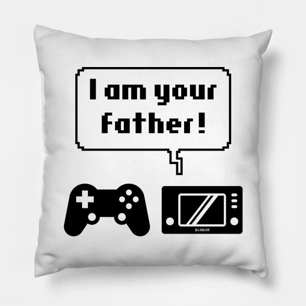 Controller Game Console Icons (I Am Your Father! / Black) Pillow by MrFaulbaum