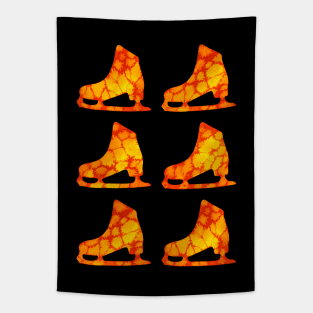 Watercolor Figure Skates (Orange) Tapestry