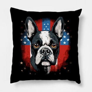Patriotic Boston Terrier Pillow