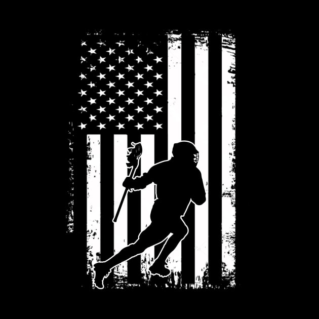 Lacrosse Player USA American Flag by Visual Vibes