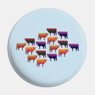 Colorful Cow Pattern - Rustic Farmers Design Pin