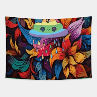 Colored rain Tapestry