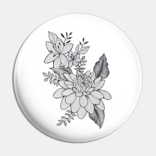 Fine line chrysanthemum and tiger lilies Pin