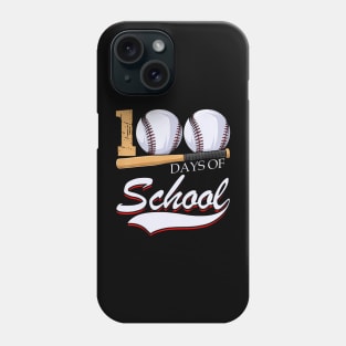 100 Days Of School Sports Game Baseball Player Student Phone Case