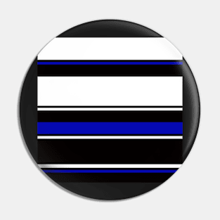 White, black and blue stripes Pin