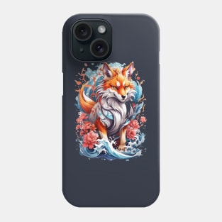 Kitsune fox, Japanese wave Phone Case