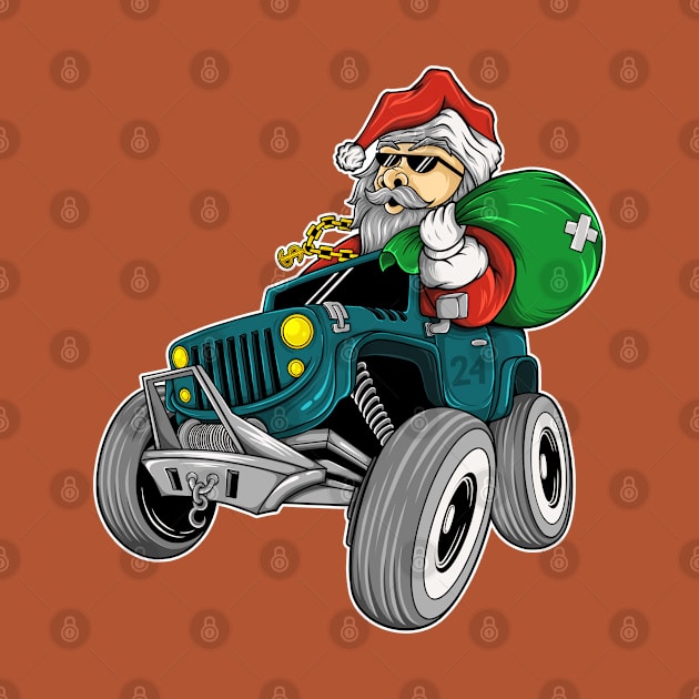 Santa Claus riding in a car by DMD Art Studio