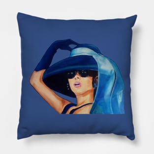 audrey, blue Pillow