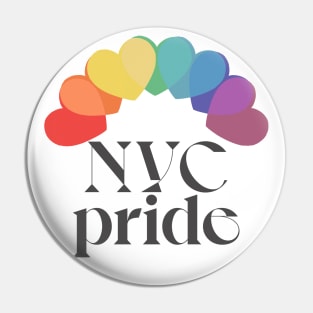 NYC Pride / / Typographic Rainbow Heart Design Pin