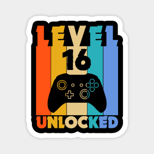 Level 16 Unlocked Funny Video Gamer Birthday Novelty T-Shirt Magnet