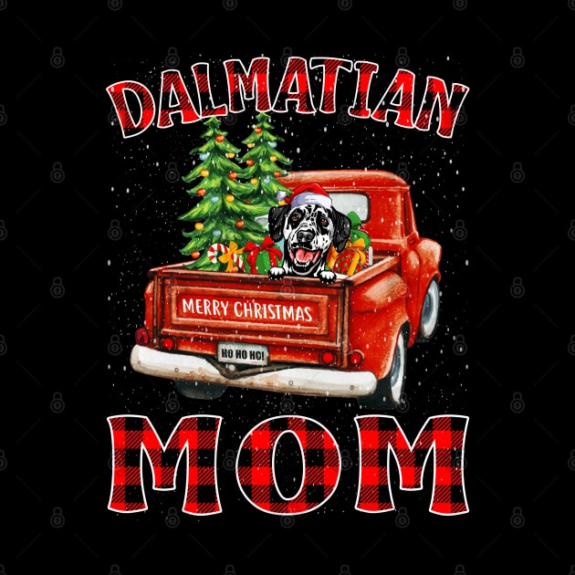 Christmas Dalmatian Mom Santa Hat Truck Tree Plaid Dog Mom Christmas by intelus