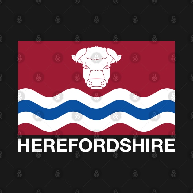 White Bull's Head and Three Wavy Lines Herefordshire Flag by CityNoir