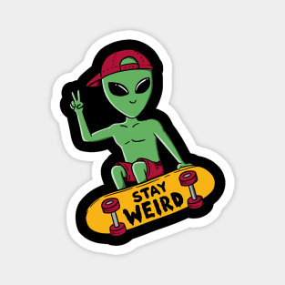 Alien and skate Magnet