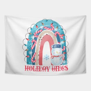 Boho Rainbow Holiday Vibes Snowman Tapestry