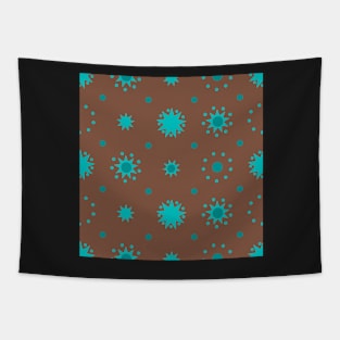 Suns and Dots Teal on Soft Brown Repeat 5748 Tapestry