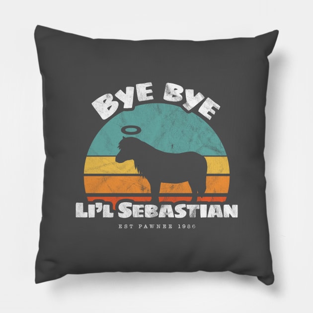 Bye bye Li'l Sebastian • Est Pawnee 1986 Pillow by gabradoodle